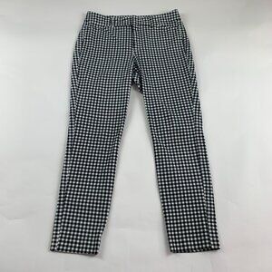 Old Navy Black White Gingham Checkered Stretch Canvas High Rise Pixie Pant 8